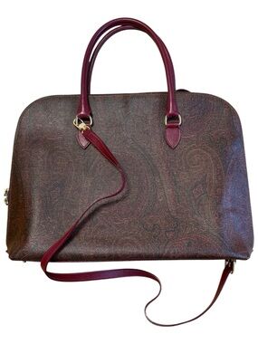 Etro Milano Paisley-Embossed Large Satchel Bag, Crossbody strap